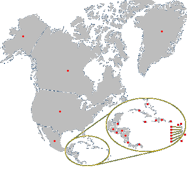 Webcam 's in Nordamerika und Mittelamerika / Alaska, Kanada, Vereinigte Staaten von Amerika ( USA ), Grönland, Mexiko, Guatemala, Belize, El Salvador, Honduras, Nicaragua, Costa Rica,  Panama, Kuba, Jamaica, Haiti, Dominkanische Republik, Puerto Rico, St. Kitts, Nevis, Antigua, Barbuda, Guadeloupe, Dominica, Martinique, St. Lucia, St. Vincent, die  Grenadinen, Barbados, Grenada, Trinidad, Tobago